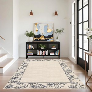 Machine Washable Rug Non Slip Modern Bordered Rug Indoor Carpet Ultra-Soft Abstract Floor Cover for Living Room Bedroom - 1 of 4