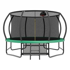 Jump Into Fun 14FT Outdoor Trampoline for Kids With Ladder,  Enclosure Net, Anti Rust Coating, Basketball Hoop For Kids and Adults - 1 of 4