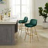Art Leon Comfortable Velvet Swivel Barstool with Golden Legs, Set of 2 - 2 of 4