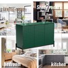 ORRD Modern Green High Gloss 3-Door Cabinet, Buffet Sideboard with Black Metal Legs & Gold Handles, Storage Console for Living Room, Dining Room - 3 of 4
