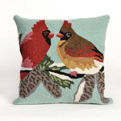 18"x18" Front Porch Square Throw Pillow Blue - Liora Manne: Weather-Resistant, Hand Hooked