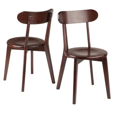 2pc Pauline Chair Set Walnut - Winsome: Mid-Century Modern, Wood Frame, Spot Clean, No Assembly Tools Required