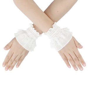 INSPIRE CHIC Women's Lace Fingerless Wrist Length Wedding Elegant White Ruffled Floral Gloves 1 Pair - 1 of 4
