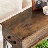 VECELO Vintage Console Side Table with Drawers, Sofa Table with Rectangle Shelves, X-Frame Design, Brown - 4 of 4
