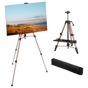 Unique Bargains Adjustable Metal Painting Easel Stand with Portable Bag Paintbrush Tray - 1 of 4
