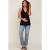 PinkBlush Black Ribbed Sleeveless Ruched Maternity Tank Top - 4 of 4