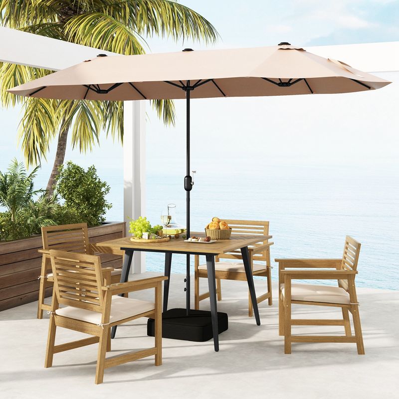 Costway 4-Person 42.5" Outdoor Dining Table with 1.9" Umbrella Hole, Adjustable Foot Pads, 5 of 11