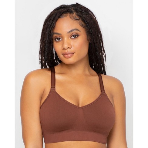 Curvy Couture Women's Smooth Seamless Comfort Wire Free Bra Chocolate M :  Target