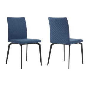 Armen Living,Lyon Blue Fabric and Metal Dining Room Chairs - Set of 2 - 1 of 4