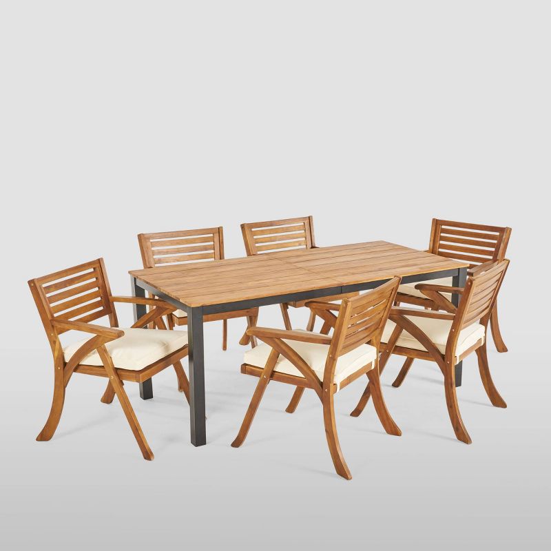 7pc Concord Acacia Wood Patio Dining Set Teak - Christopher Knight Home, 3 of 9