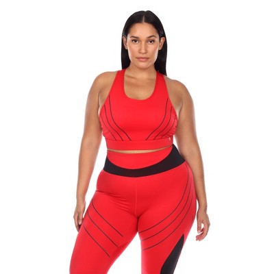 Plus Size Cut Out Back Mesh Sports Bra - White Mark
