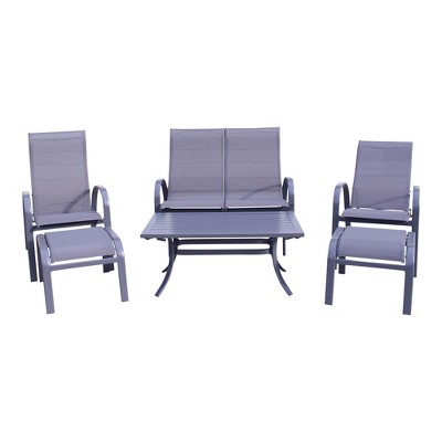 Courtyard Casual Santa Fe 6 pc Loveseat Glider Set with Reclining Sling Chairs