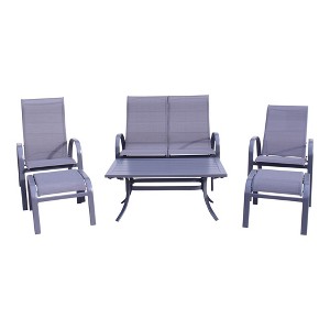 Courtyard Casual Santa Fe 6 pc Loveseat Glider Set with Reclining Sling Chairs - 1 of 4