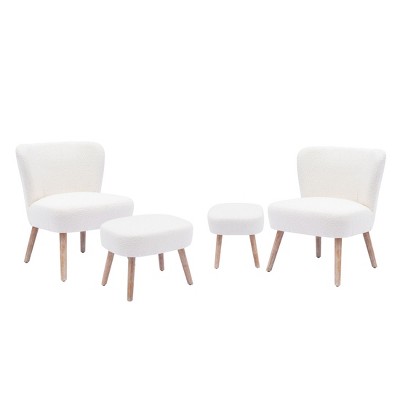 WestinTrends 4 Piece Upholstered Boucle Accent Chair and Ottoman Sets