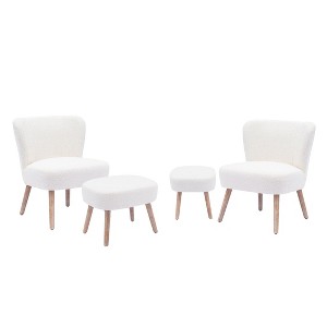 WestinTrends 4 Piece Upholstered Boucle Accent Chair and Ottoman Sets - 1 of 4