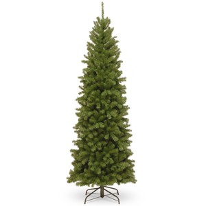 National Tree Company 7.5' Unlit North Valley Spruce Pencil Slim Hinged Artificial Christmas Tree 1088 Tips - 1 of 3