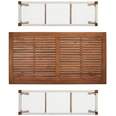 Aquina Natural and White Acacia Wood 4-Person Dining Set