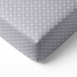 Bacati - Gray Arrows 100 percent Cotton Universal Baby US Standard Crib or Toddler Bed Fitted Sheet - 1 of 4