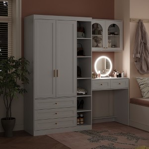 Famapy LED Mirror Armoire Closet Cabient with Tempered Glass and Bathroom Wardrobe Organizer - 1 of 4