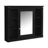 PDTEND 35" x 28" Wall-Mounted Bathroom Storage Cabinet with Mirror and 6 Open Shelves - 2 of 4