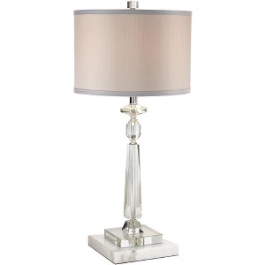 Vienna Full Spectrum Aline Traditional Table Lamp with Square White Marble Riser 26 1/2" High Crystal Gray Shade for Bedroom Living Room Bedside House - 1 of 4