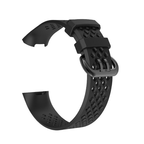 Insten Silicone Watch Band Compatible with Fitbit Charge 3, Charge 3 SE, Charge 4, and Charge 4 SE, Fitness Tracker Replacement Bands, Black - image 1 of 4