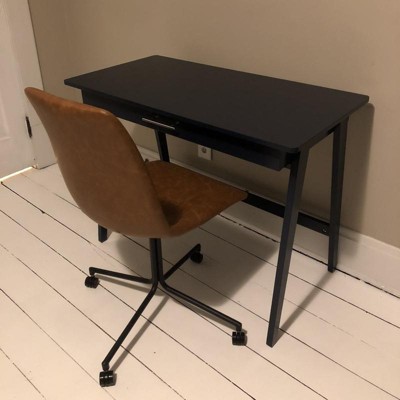 Modern Blue Corner Writing Desk with Pine Wood Frame and Drawer