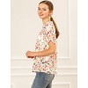 Allegra K Women's Short Sleeve Ruffled Floral Mock Neck Summer Top 2 Pcs - 4 of 4