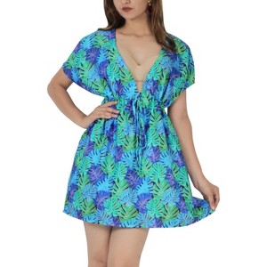 HAPPY BAY Women's Beach Cover Up Summer Vacation Swim Beach Mini Dress Wrap Hawaiian Swim - 1 of 4