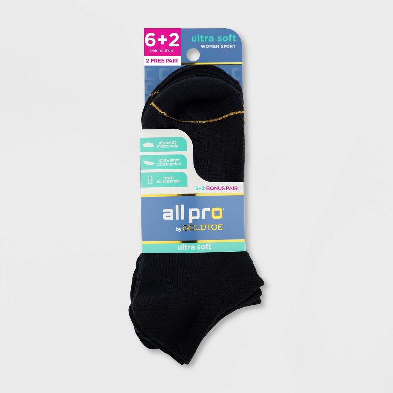 All Pro Women's Ultra Soft 6+2 Bonus Pack No Show Socks - 4-10, 2 of 4