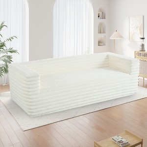 89" Corduroy 3-Seater Sofa with Squared Arms and No Assembly Required - 1 of 4