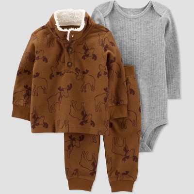 Carter's Just One You® Baby Boys' Printed Top & Bottom Set - Brown Newborn
