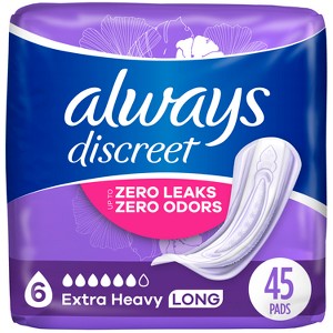 Always Discreet Incontinence and Postpartum Pads  - Extra Heavy Absorbency - 1 of 4