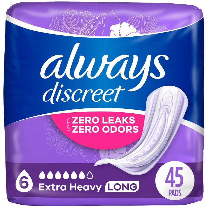 Always Discreet Incontinence and Postpartum Pads  - Extra Heavy Absorbency, 1 of 16