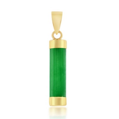 Classic Gold 14K Yellow Gold, Jade 15mm Cylinder Pendant