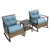 3pcs Outdoor Rattan Chat Furniture Set,  Patio Garden Seating Group Conversation Set with Rocking Chairs and Table -ModernLuxe - 4 of 4