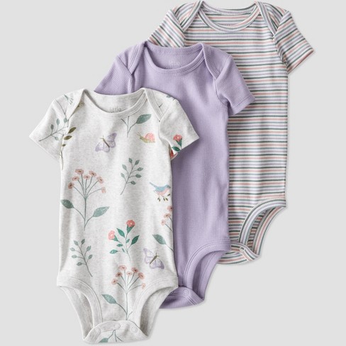 Honest Baby 3pk Side Snap Bodysuit - Blue : Target