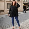 Women's Plus Size Casual Knit Babydoll Long Sleeve Peplum Blouse - Agnes Orinda - 3 of 4