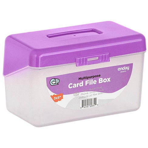 Enday Card Holder Box for Index, Note and Blank Flash Cards Office and  School Supplies Purple 