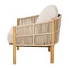 Acacia Wood Outdoor Club Chair with Rope Woven Backrest,Cushioned Patio Club Chair with Teak Finish, Modern Lounge Chair for Garden-Koiai - 4 of 4