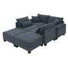 VYNXARIA Corduroy Modular Sectional Sofa,U Shaped Couch with Armrest Bags,6 Seat Freely Combinable Sofa Bed,Gray - 3 of 4