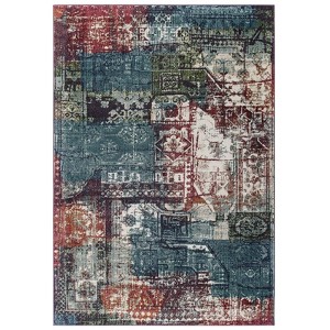 Modway Tribute Elowen 8x10 Area Rug – Distressed Vintage Mosaic Pattern in Multicolor, Soft Textured Low Pile Surface - 1 of 4