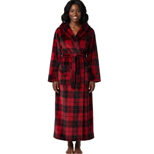 ADR Plush Fleece Robe for Women, Long Hooded Bathrobe with Hood, Plus Size - 1 of 4