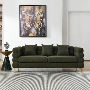 TiramisuBest 81" 3-Seater Oversized Sectional Sofa, Deep Plush Seating with 3 Pillows for Living Room, Bedroom & Office - Green - 1 of 4