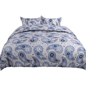 PiccoCasa All-Season 100% Quality Paisley Floral Pattern Comforter & Sham Set 3 Pcs - 1 of 4