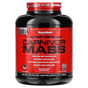 MuscleMeds Carnivor Mass, Anabolic Beef Protein Gainer, Strawberry, 5.79 lbs (2,698 g) - 1 of 3