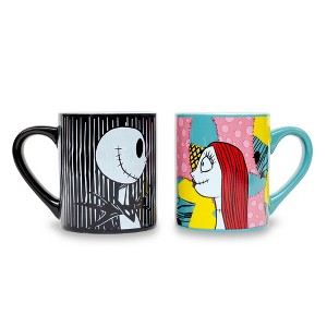 Silver Buffalo Disney Nightmare Before Christmas Jack and Sally "Meant To Be" Ceramic Mug Set - 1 of 4