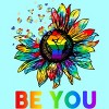 Adult Design By Humans Be You Sunflower Power Fist Pride Rainbow By Legato Tendo Racerback Tank Top - 2 of 2