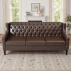 GDFStudio Toynbee Mid Century Modern Wood and Polyester 3 Seat Tufted Backrest Sofa with Rivet Design - 4 of 4