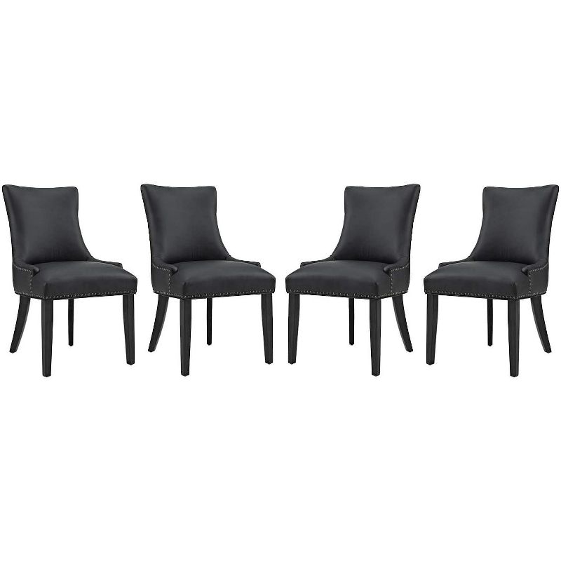 Modway Marquis Dining Chair Faux Leather Set of 4 - Black, 1 of 2